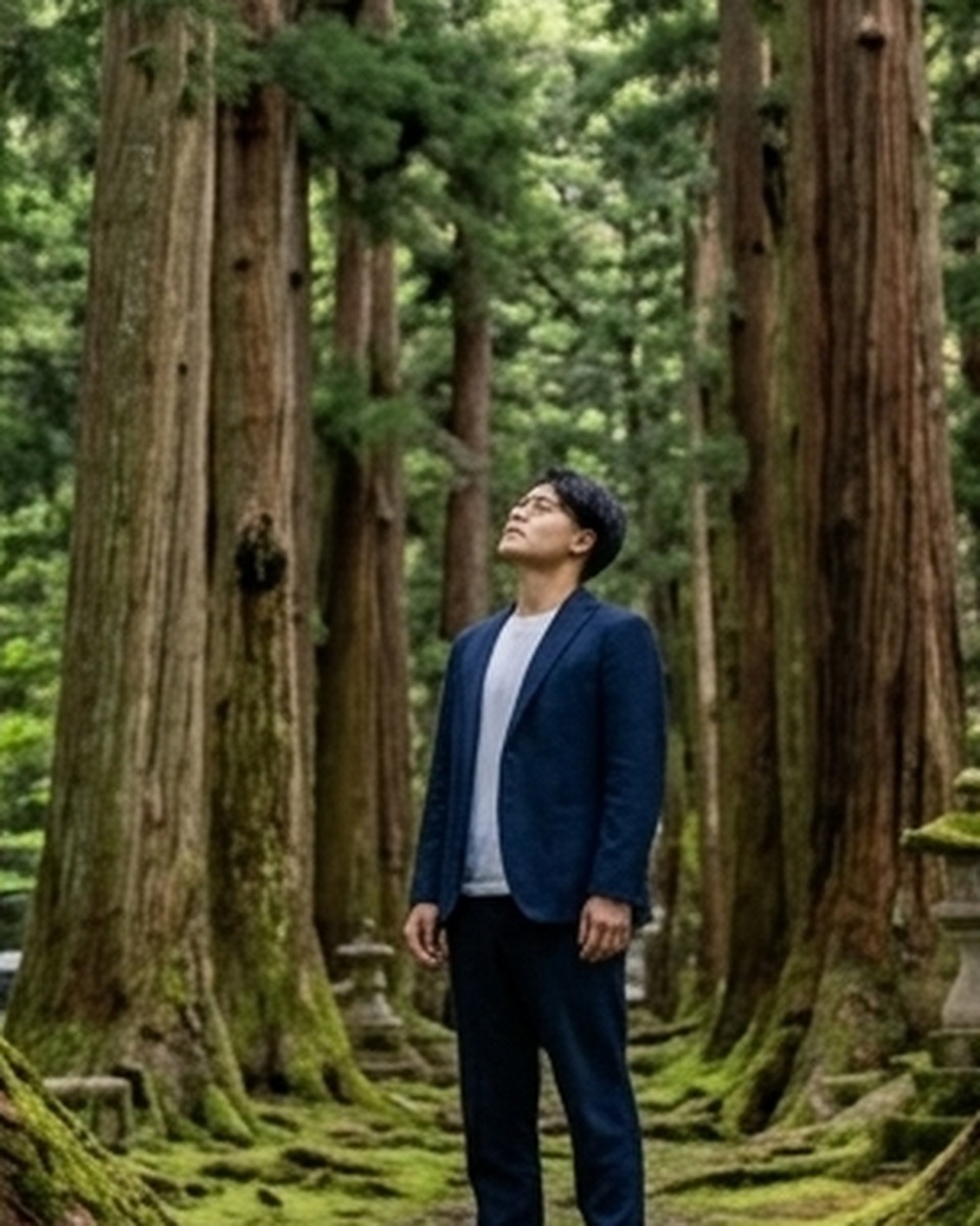 砂川友起 - 山形県の杉並木にて